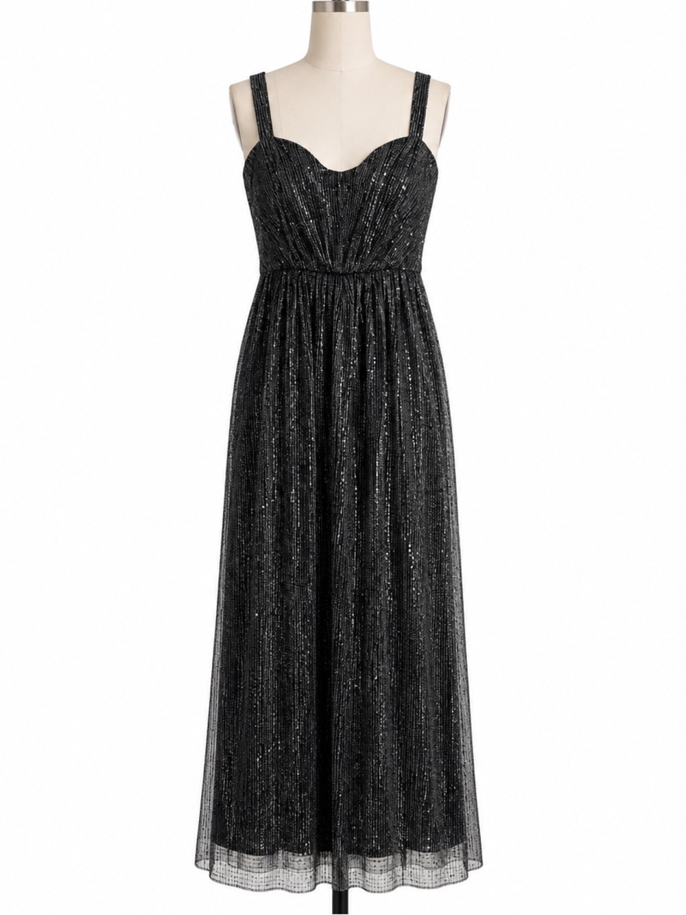 ML Monique Lhuillier Black Lace Maxi Dress Size 4 Sleeveless Formal Gown